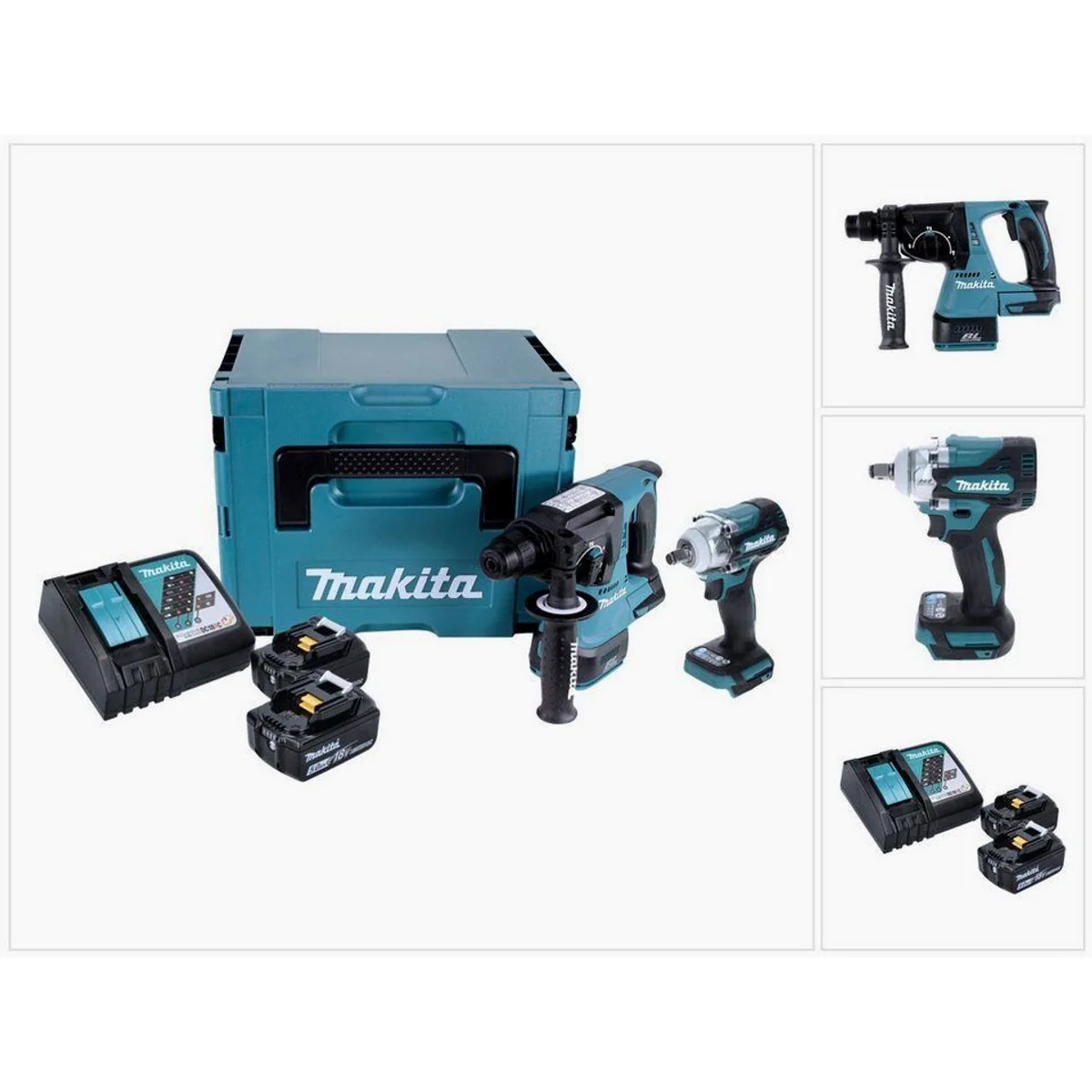 Makita DLX 2372 TJ Akku Combo Kit, leistungsstarker Bohrhammer & Schlagschrauber