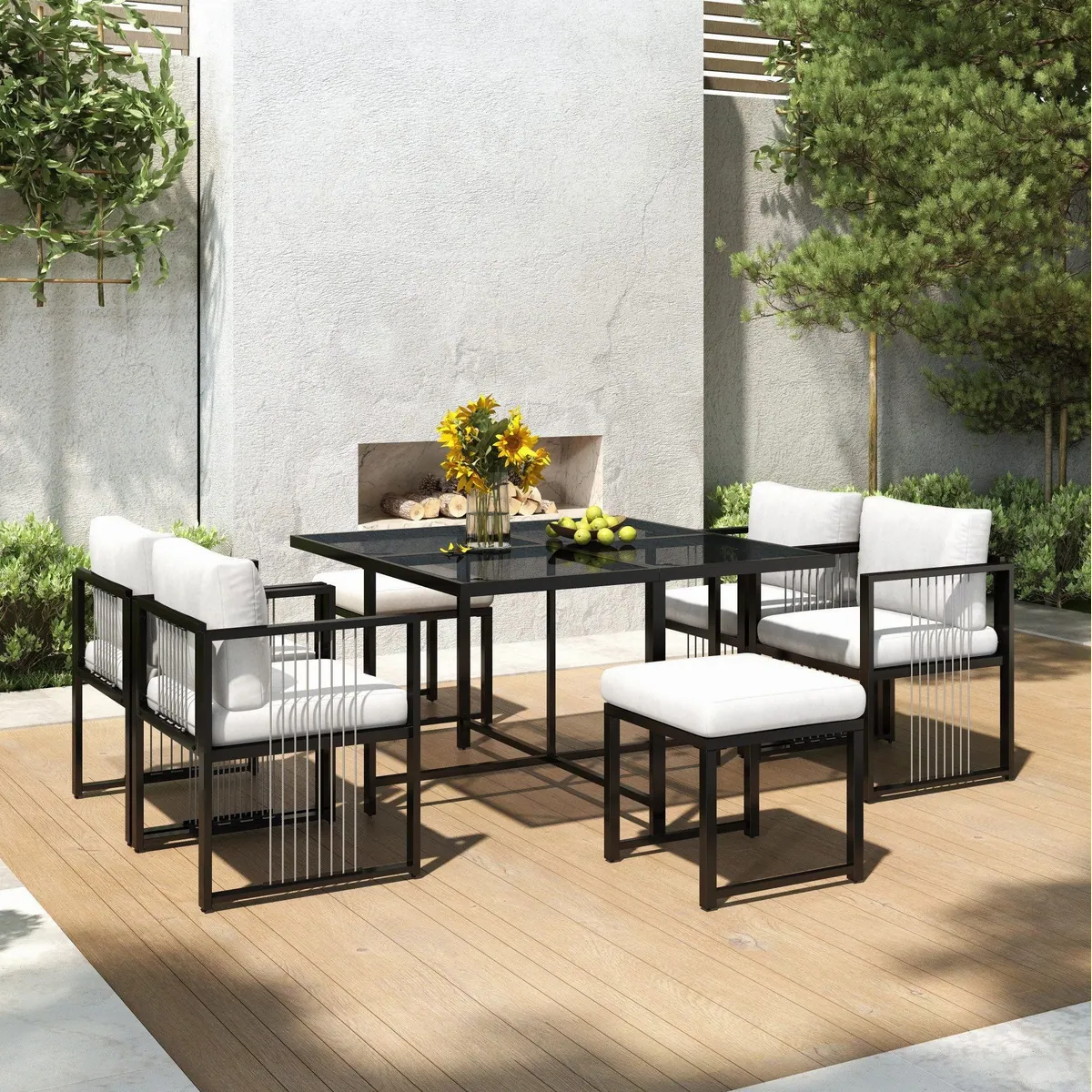 Merax 7-teiliges Gartenset, elegantes Design und hohe Belastbarkeit