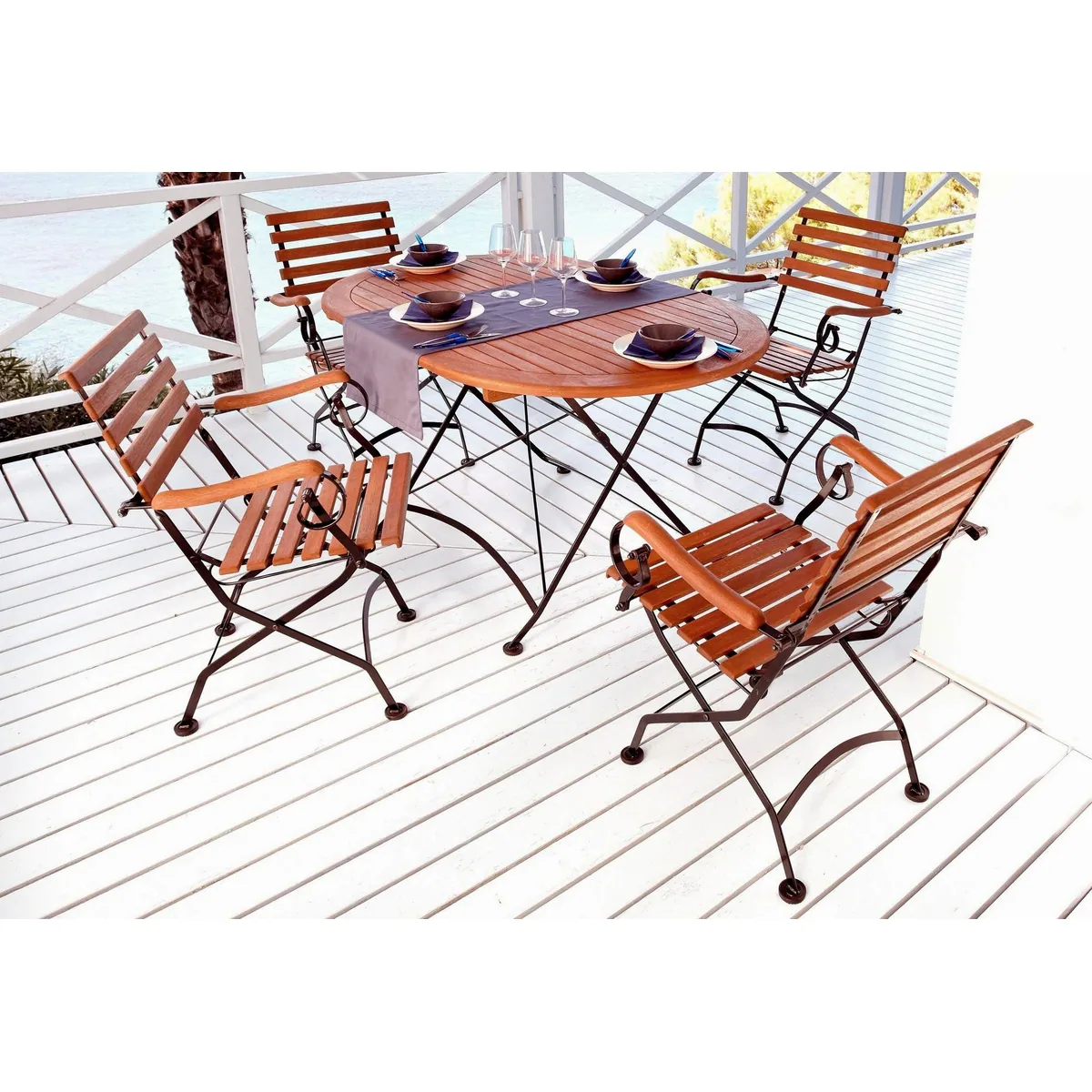 MERXX Garten-Essgruppe Schlossgarten, elegantes Design, klappbare Stühle, langlebiges Material