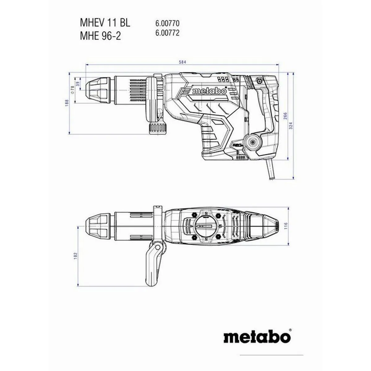 metabo MHEV 11 BL Meißelhammer, hohe Abbruchleistung, ergonomisches Design 4