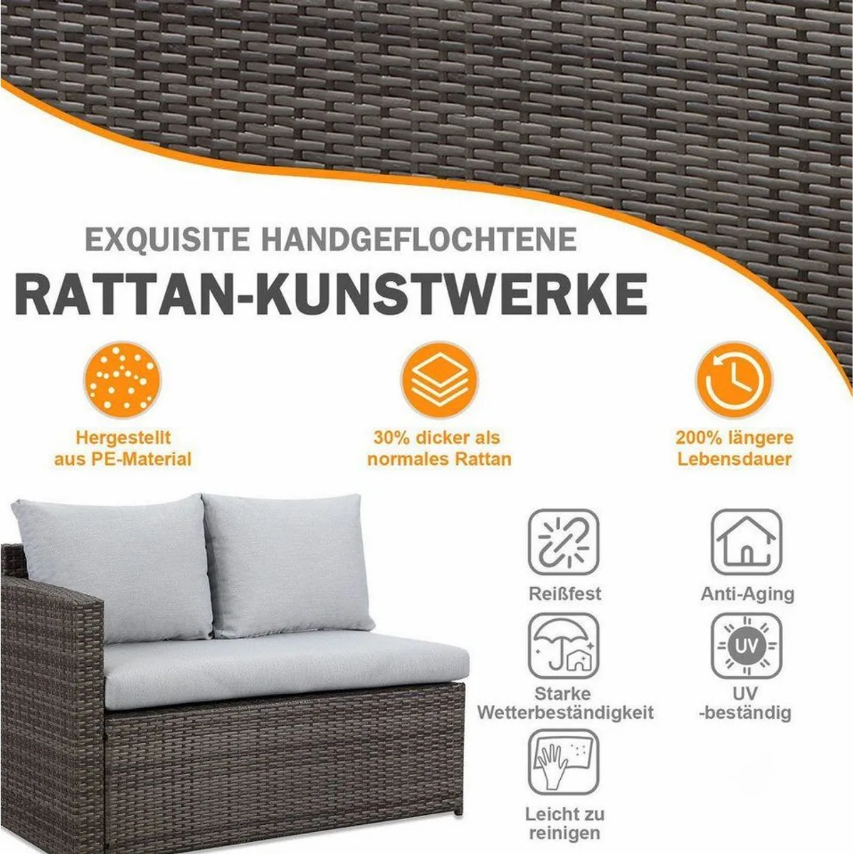 MeXo Gartenlounge Set, 7-teilig, wetterfest für 8 Personen — modulare L-Form, pflegeleichte Materialien, stabiler Rahmen 5