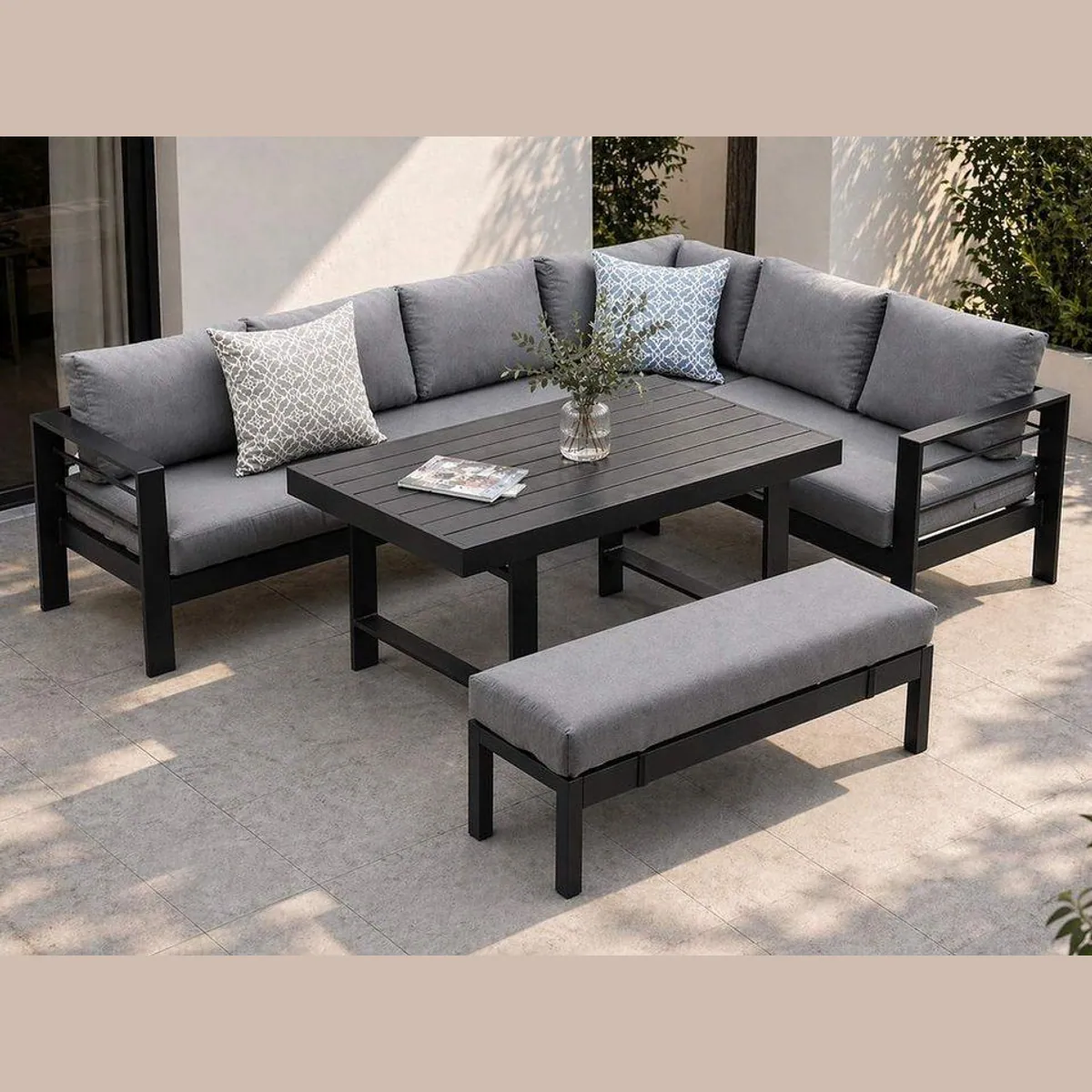 MeXo Gartenlounge-Set XXL, Aluminium, wetterfest und pflegeleicht — für 6-8 Personen