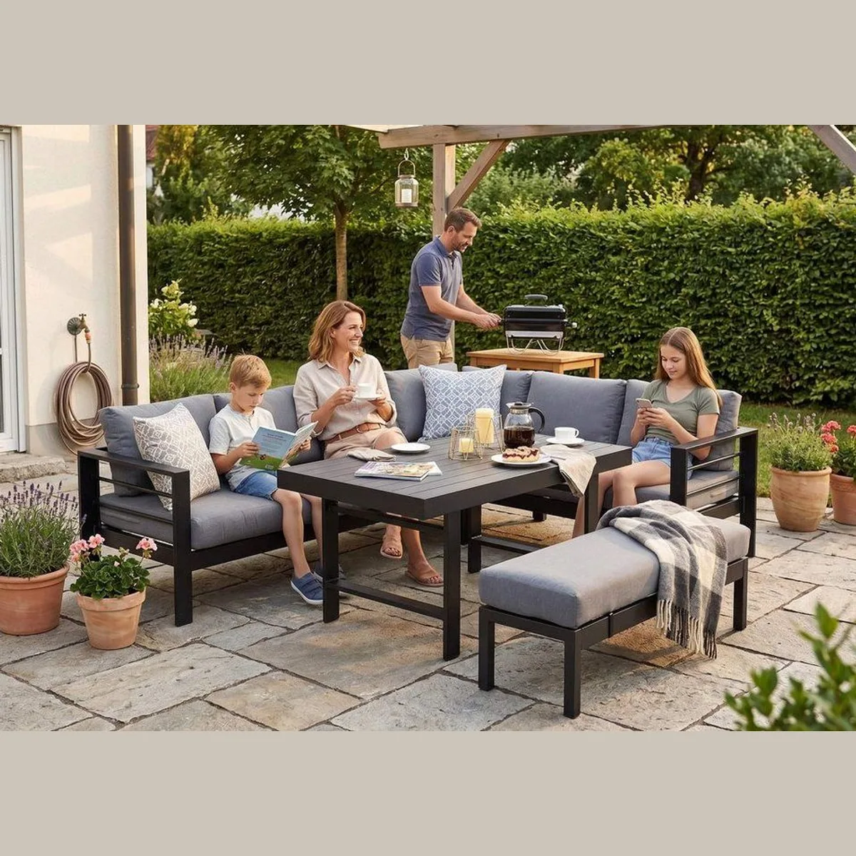 MeXo Gartenlounge-Set XXL, Aluminium, wetterfest und pflegeleicht — für 6-8 Personen 5