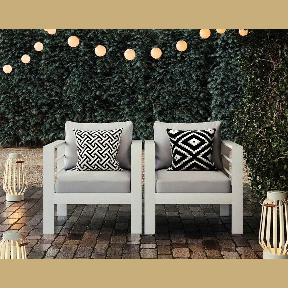 MeXo Gartenlounge-Set XXL, modernes Design, wetterfest, komfortable Kissen 2