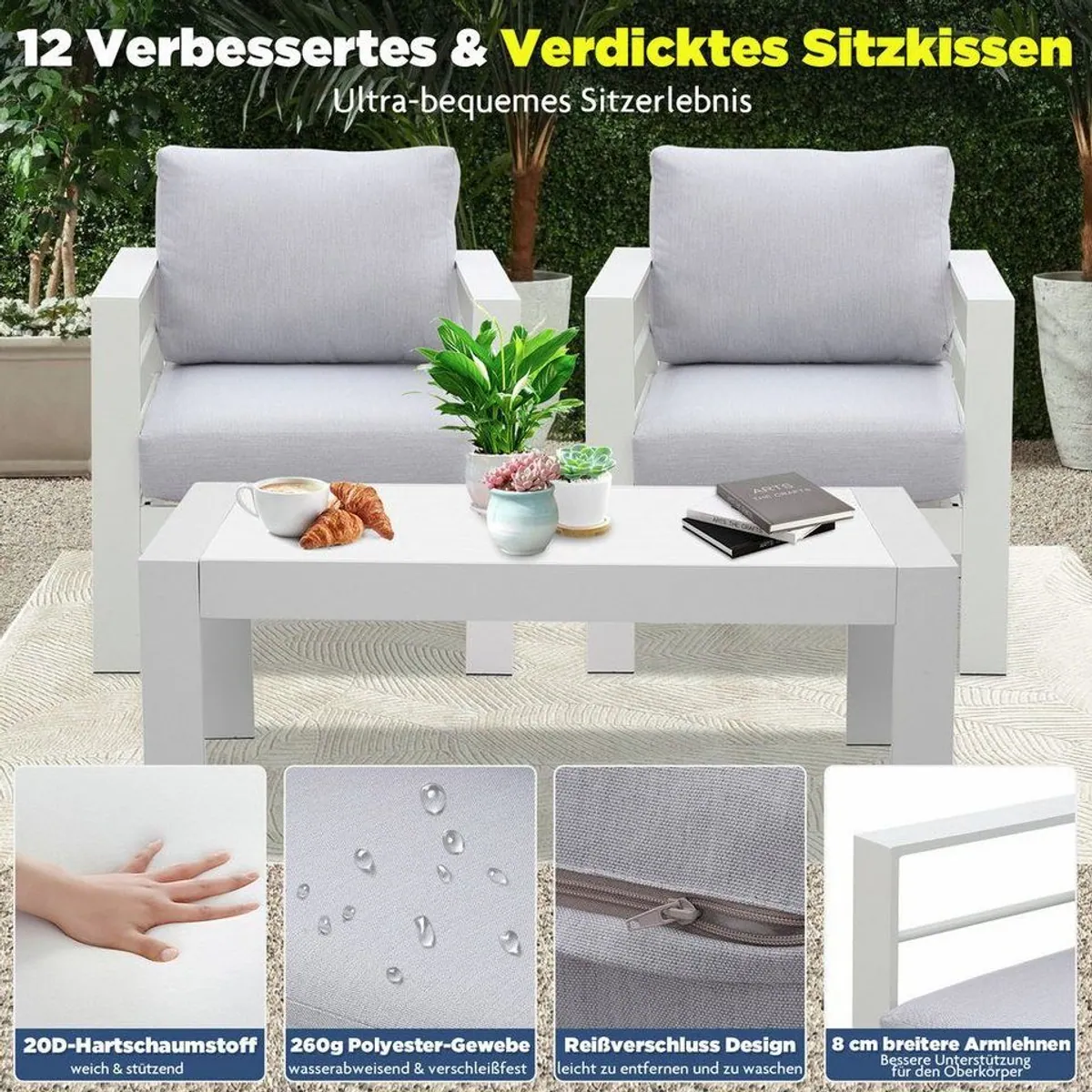 MeXo Gartenlounge-Set XXL, modernes Design, wetterfest, komfortable Kissen 5