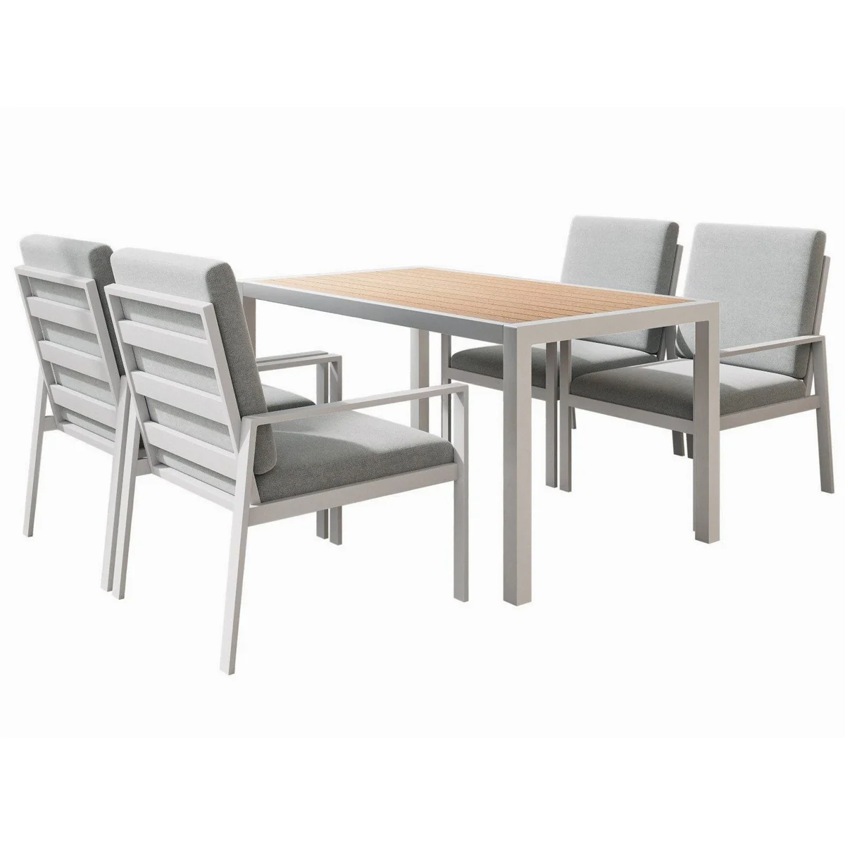MeXo Garden Lounge-Set, Aluminium, wetterfest & pflegeleicht — 5-tlg., 140 x 80 cm Tisch, 4 Personen 2