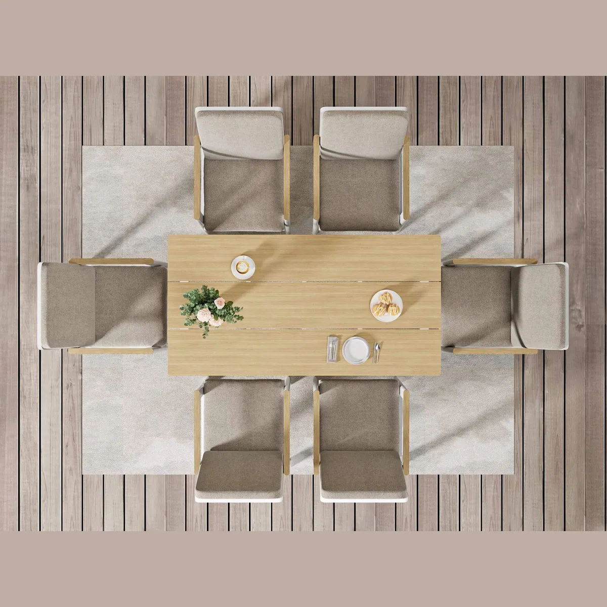 MeXo Gartenlounge-Set, 7-tlg. Aluminium, ergonomische Sessel mit Kissen 4