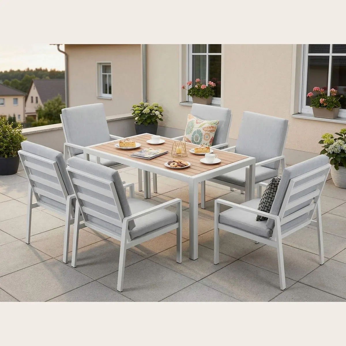 MeXo Gartenlounge-Set, hochwertige Materialien, ergonomisches Design, pflegeleichte Tischplatte