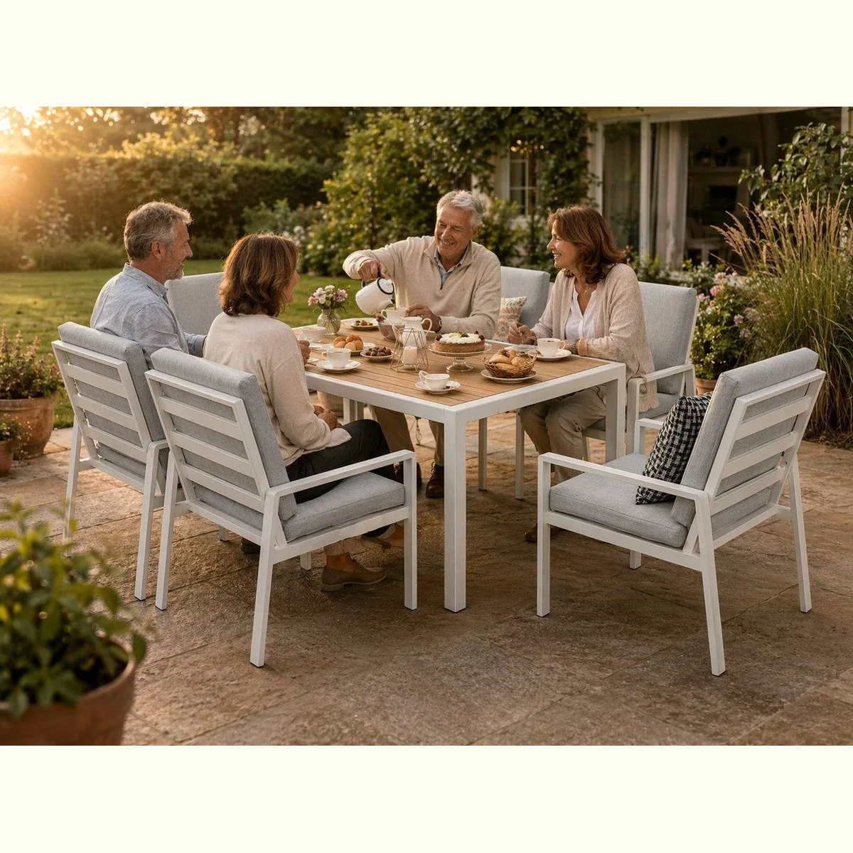 MeXo Gartenlounge-Set, hochwertige Materialien, ergonomisches Design, pflegeleichte Tischplatte 3