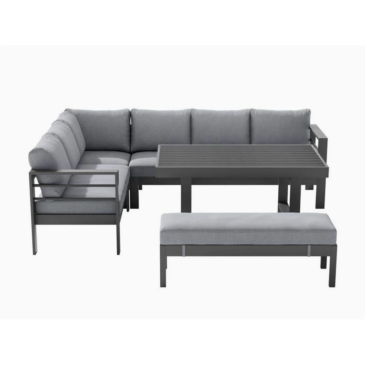 MeXo Gartenlounge-Set XXL, wetterfeste Aluminium-Gartenmöbel — komfortable Polster, pflegeleichte Tischplatte, flexibel kombinierbar 2