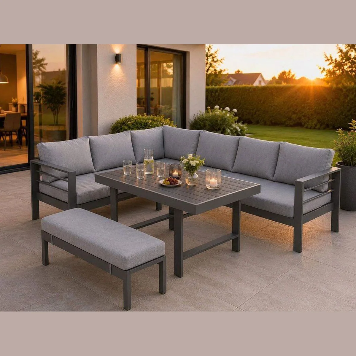 MeXo Gartenlounge-Set Aluminium, modernes Design, hoher Komfort, langlebige Qualität