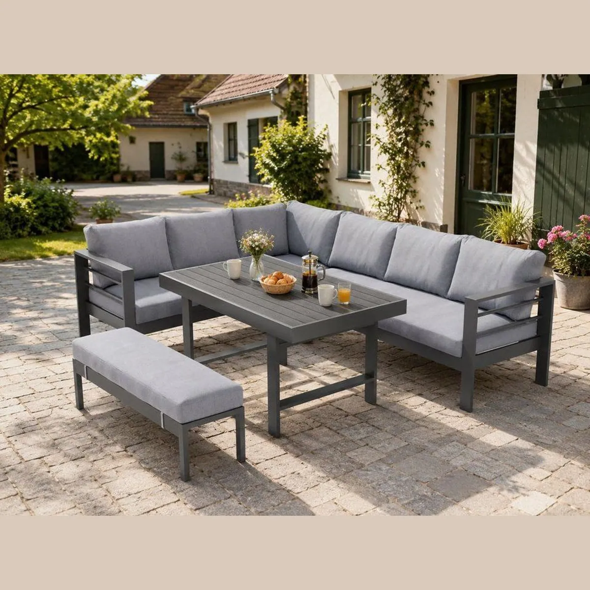 MeXo Gartenlounge-Set Aluminium, modernes Design, hoher Komfort, langlebige Qualität 3