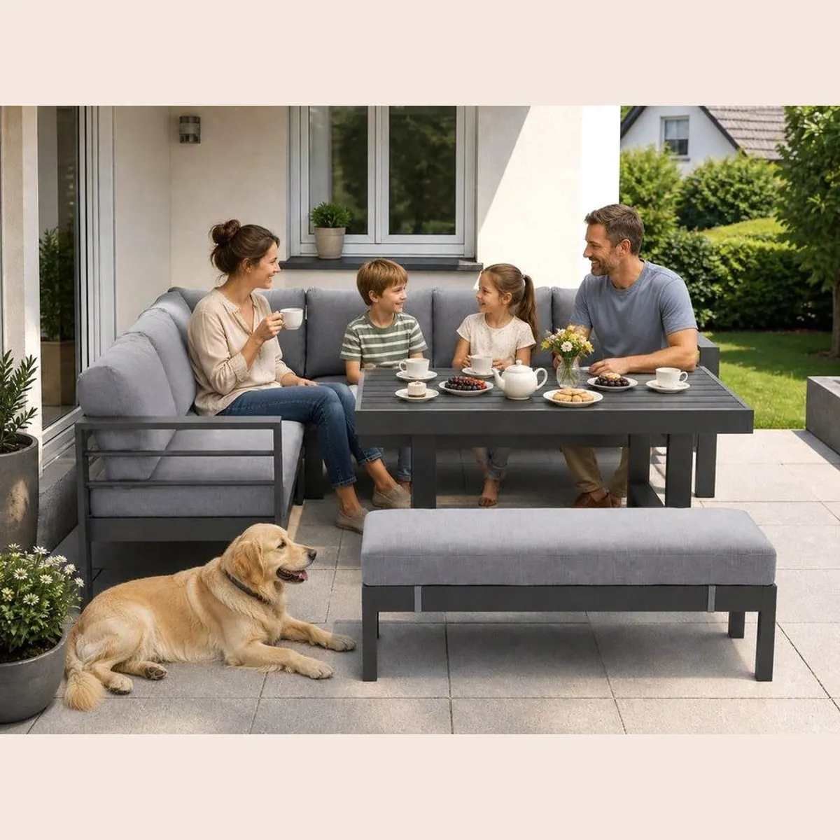 MeXo Gartenlounge-Set Aluminium, modernes Design, hoher Komfort, langlebige Qualität 4