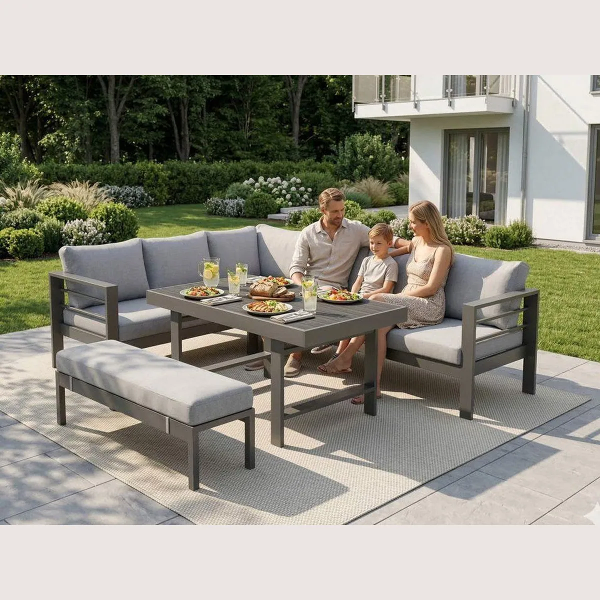 MeXo Gartenlounge-Set Aluminium, modernes Design, hoher Komfort, langlebige Qualität 5