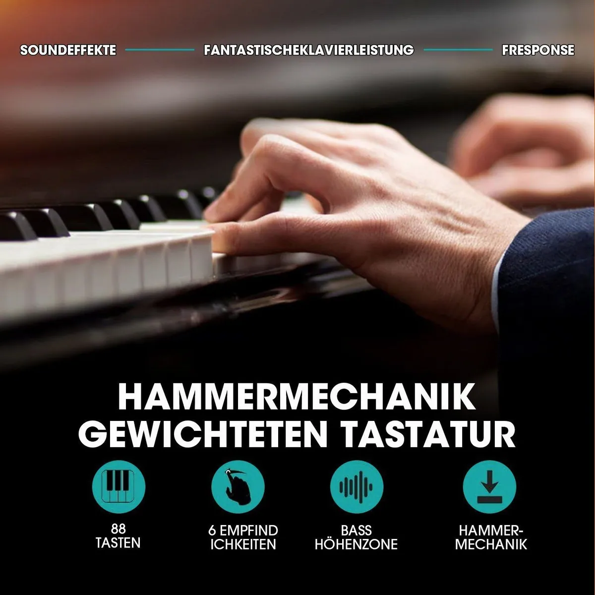 MUSTAR Digitalpiano E-Piano, Hammermechanik, 88 Tasten, USB/MIDI-Anschluss 3