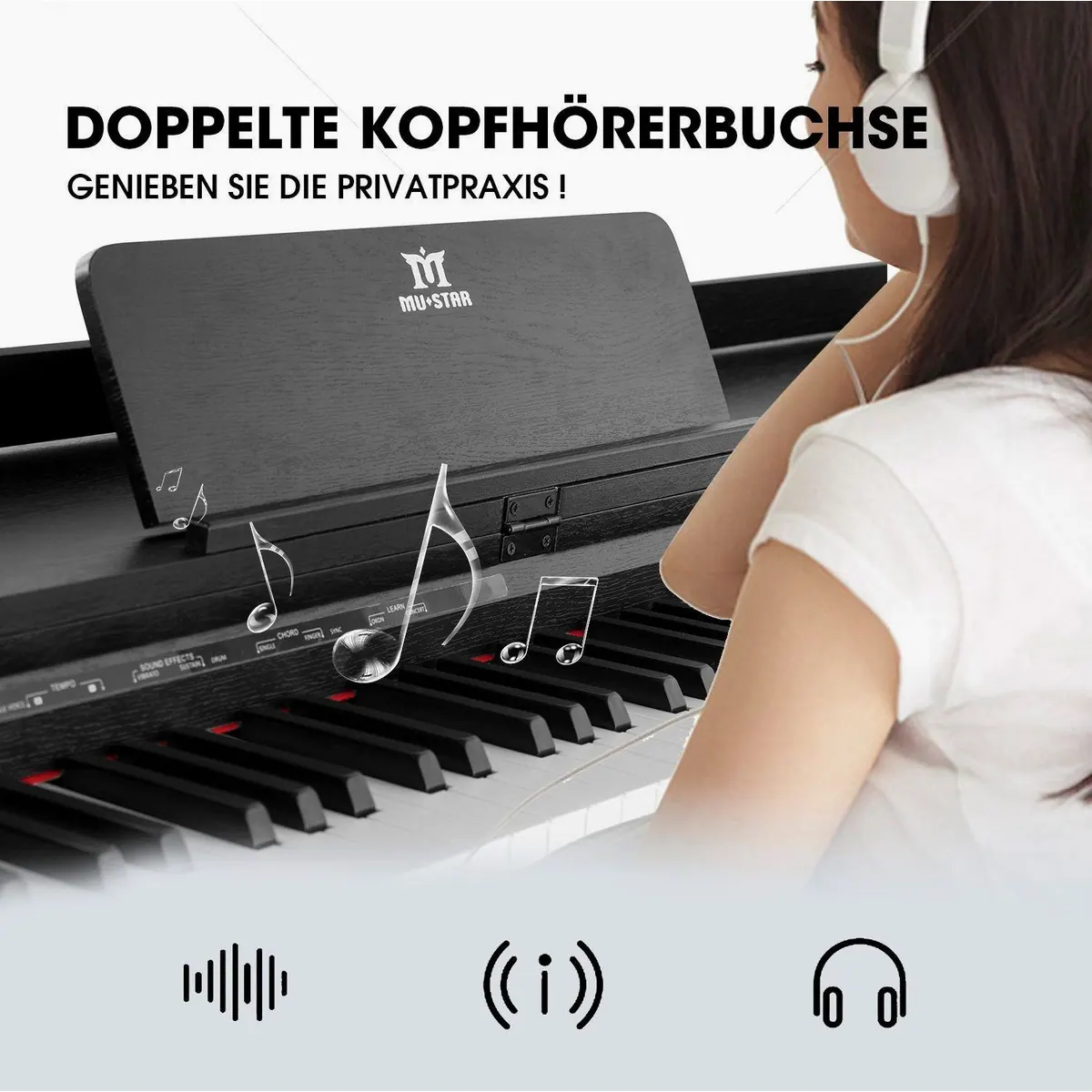 MUSTAR Digitalpiano E-Piano, Hammermechanik, 88 Tasten, USB/MIDI-Anschluss 5