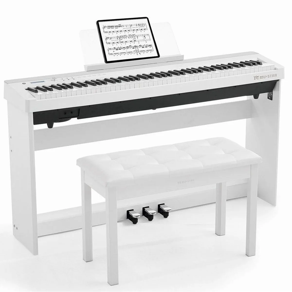 MUSTAR Digitalpiano, vollgewichtete Tasten, 238 Klänge & 3 Pedale