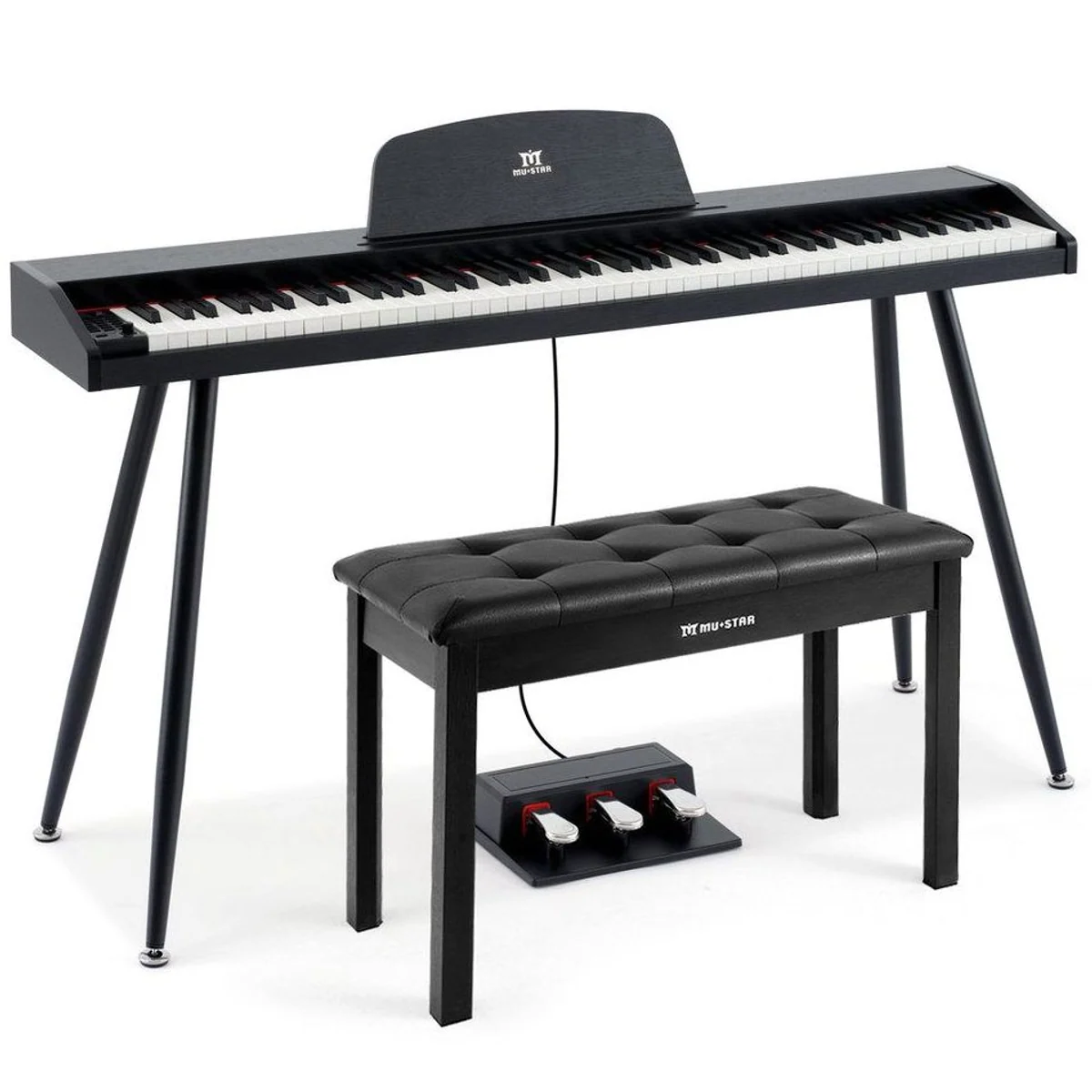 MUSTAR Digitalpiano 88 Tasten, Kompaktes Einsteiger-Set mit Pedalen & Hocker 3