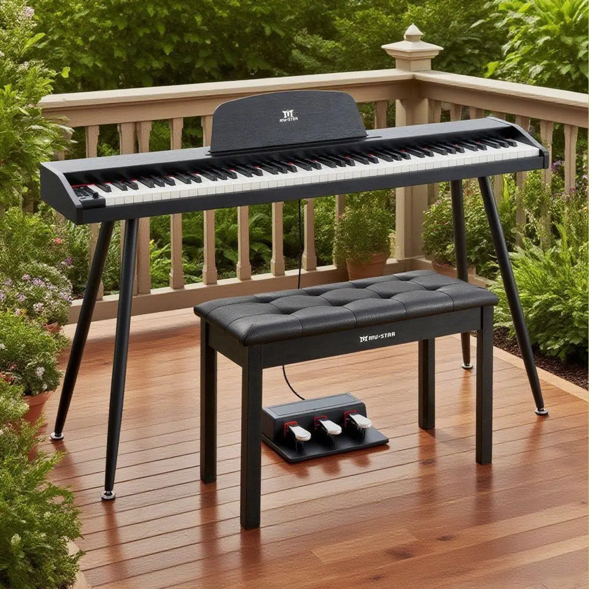 MUSTAR Digitalpiano 88 Tasten, Kompaktes Einsteiger-Set mit Pedalen & Hocker 4