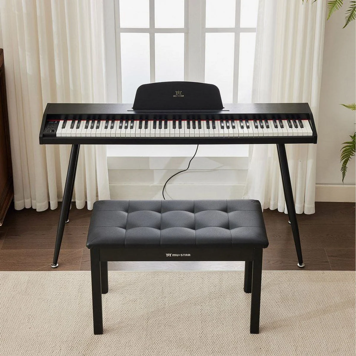 MUSTAR Digitalpiano 88 Tasten, Kompaktes Einsteiger-Set mit Pedalen & Hocker 5