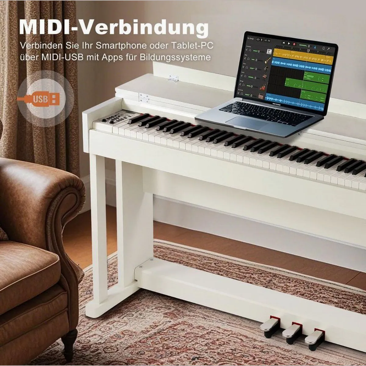 MUSTAR Digitalpiano 88 Tasten, Hammermechanik, USB/MIDI-Schnittstelle — umfassende Klangerlebnisse 5