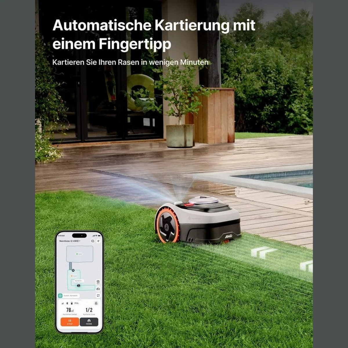 NAVIMOW i205 AWD Rasenmähroboter, Allradantrieb, präzise Kartierung — bis 500 m² 3
