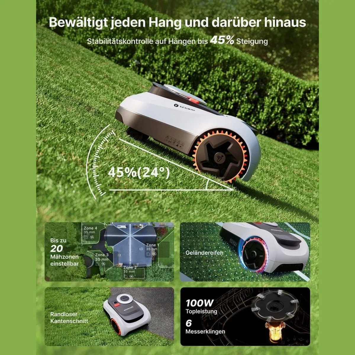 NAVIMOW i208 LiDAR Mähroboter, kabellos, 800 m², KI-gestützte Navigation 5