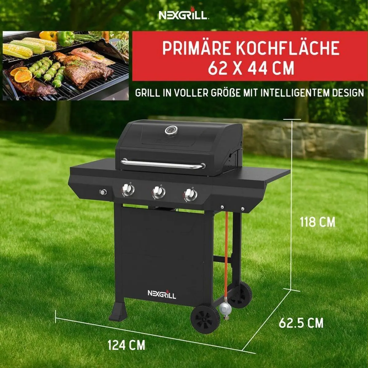 nexgrill Classic 3B Gasgrill, 12 kW Leistung, präzise Temperaturkontrolle 3