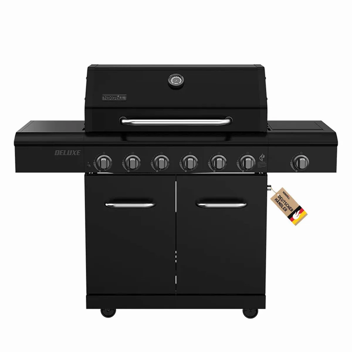 nexgrill Gasgrill Deluxe 6B, 6 Edelstahlbrenner, Seitenkochfeld, matt Schwarz