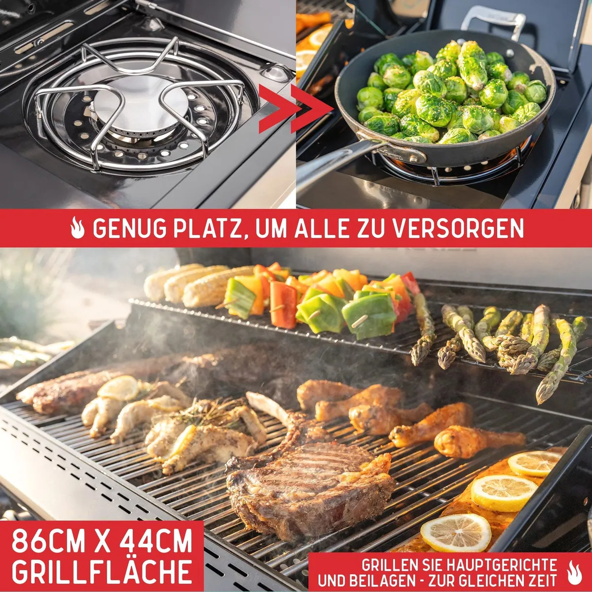 nexgrill Gasgrill Deluxe 6B, 6 Edelstahlbrenner, Seitenkochfeld, matt Schwarz 5