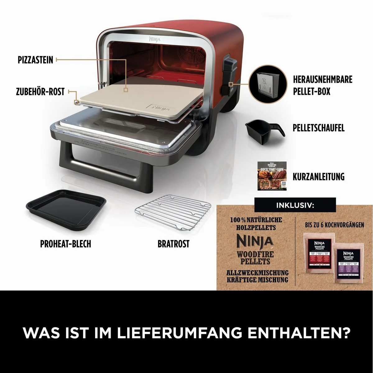 NINJA Multiofen OO101EU, 8-in-1 Outdoor-Kochgerät mit Woodfire-Technologie 3