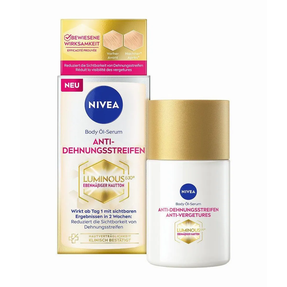 Nivea Körperöl Anti-Dehnungsstreifen, LUMINOUS630 Formel, intensive Feuchtigkeit — 100 ml