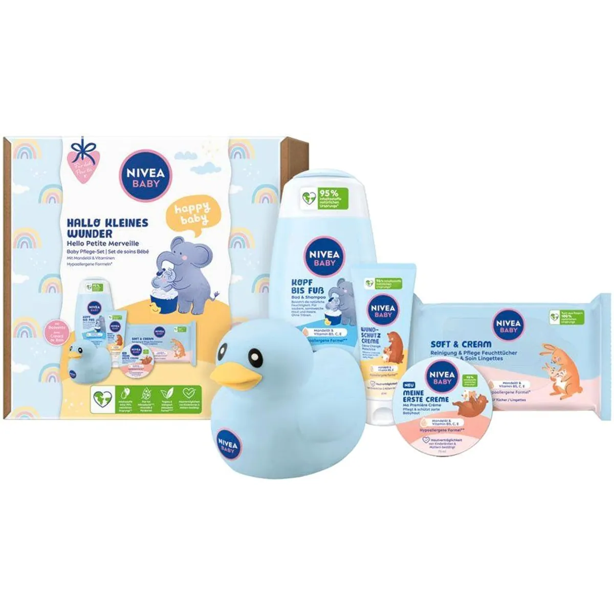 Nivea Hallo Kleines Wunder Pflege-Set, sanfte Reinigung, gezielte Pflege, praktische Begleiter