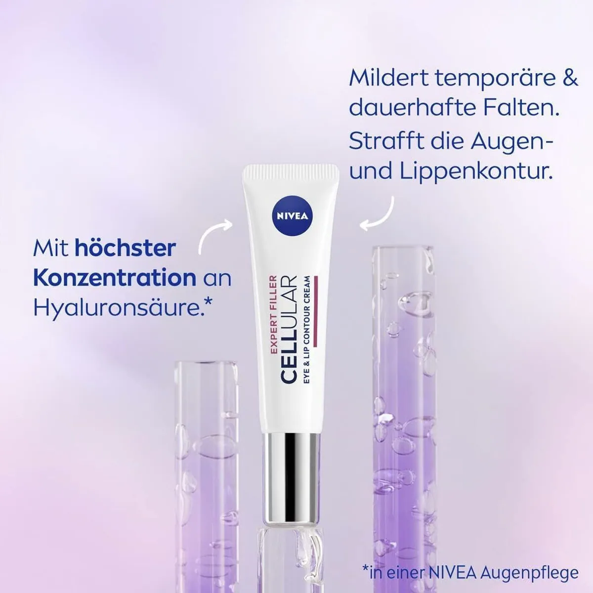 Nivea CELLULAR EXPERT FILLER Augen- & Lippenkonturpflege, mit Hyaluronsäure, für reife Haut 4