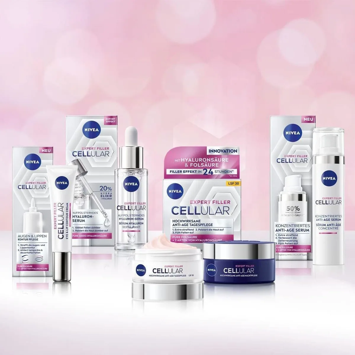 Nivea CELLULAR EXPERT FILLER Augen- & Lippenkonturpflege, mit Hyaluronsäure, für reife Haut 5