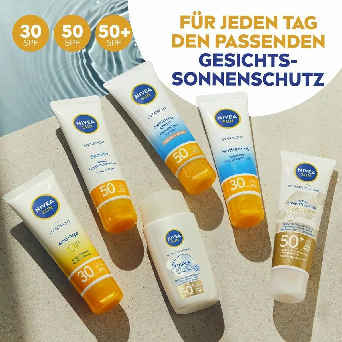 Nivea Sun UV Gesichts- und Körperschutz Set, LSF 50 & LSF 50+, wasserfest, für empfindliche Haut 5
