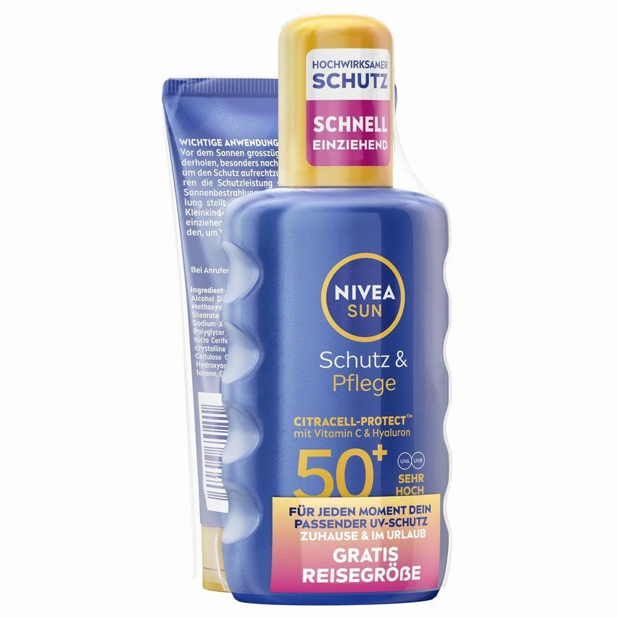 Nivea Sun Schutz & Pflege Spray LSF50+, feuchtigkeitsspendend, praktische To-Go Größe