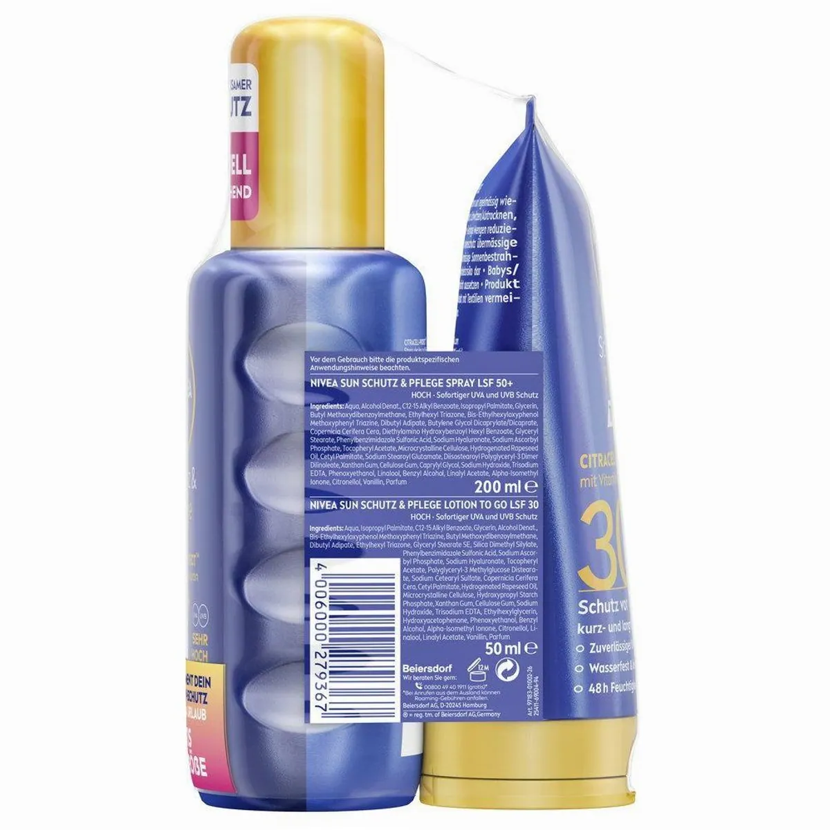 Nivea Sun Schutz & Pflege Spray LSF50+, feuchtigkeitsspendend, praktische To-Go Größe 2