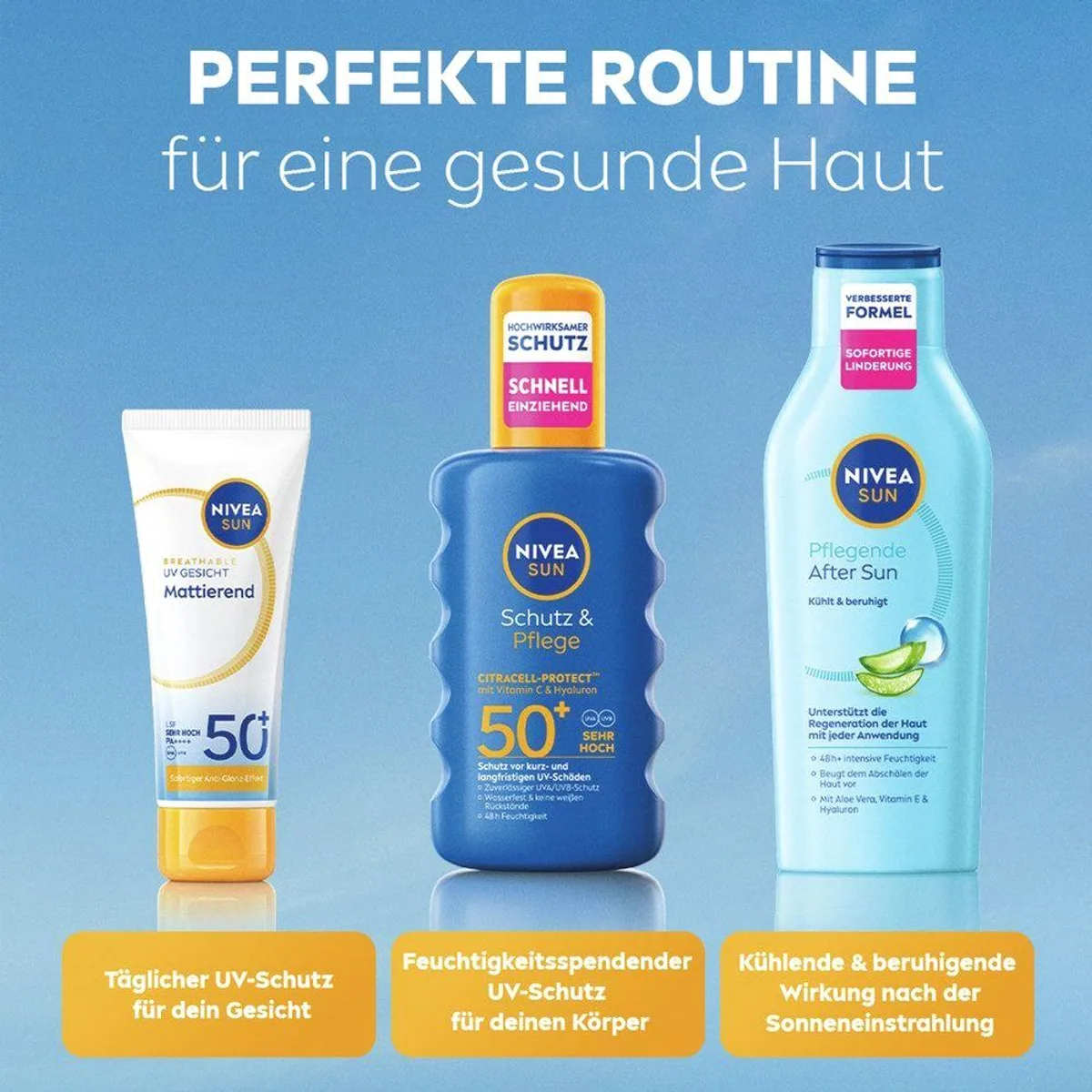 Nivea Sun Schutz & Pflege Spray LSF50+, feuchtigkeitsspendend, praktische To-Go Größe 3