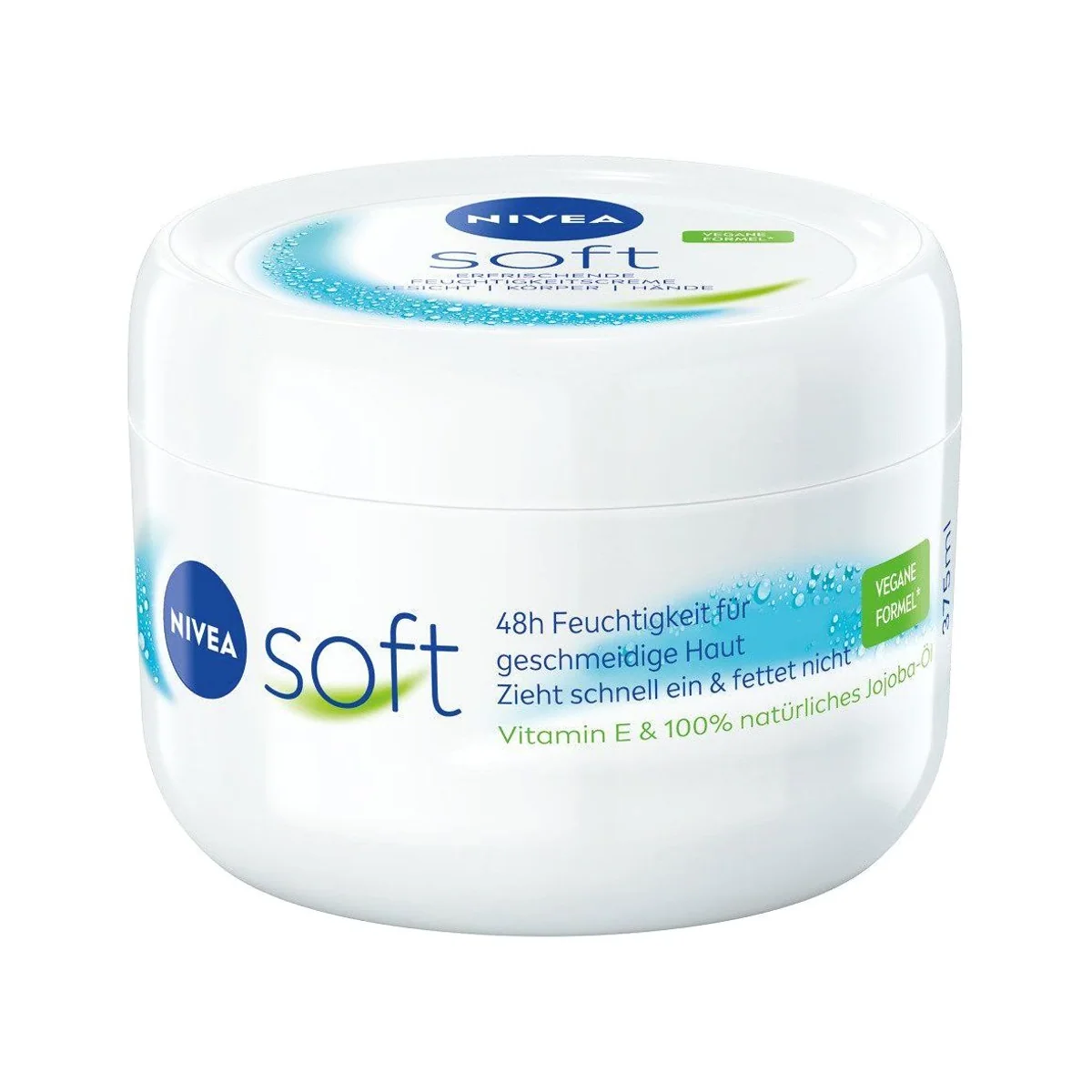 Nivea Soft Feuchtigkeitscreme, 48h intensive Feuchtigkeit, vegane Formel, 3 x 375ml 2