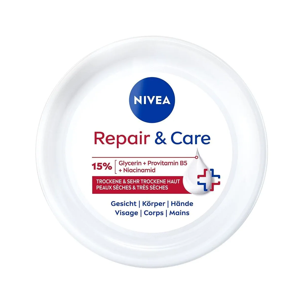 Nivea Repair & Care Creme, intensive Feuchtigkeit für 72 Stunden, hypoallergen 4