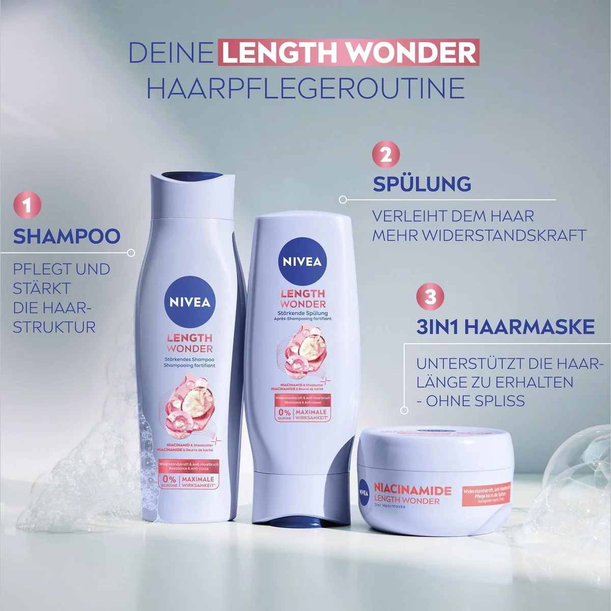 Nivea Length Wonder Haarpflege-Set, intensive Pflege für langes Haar 2