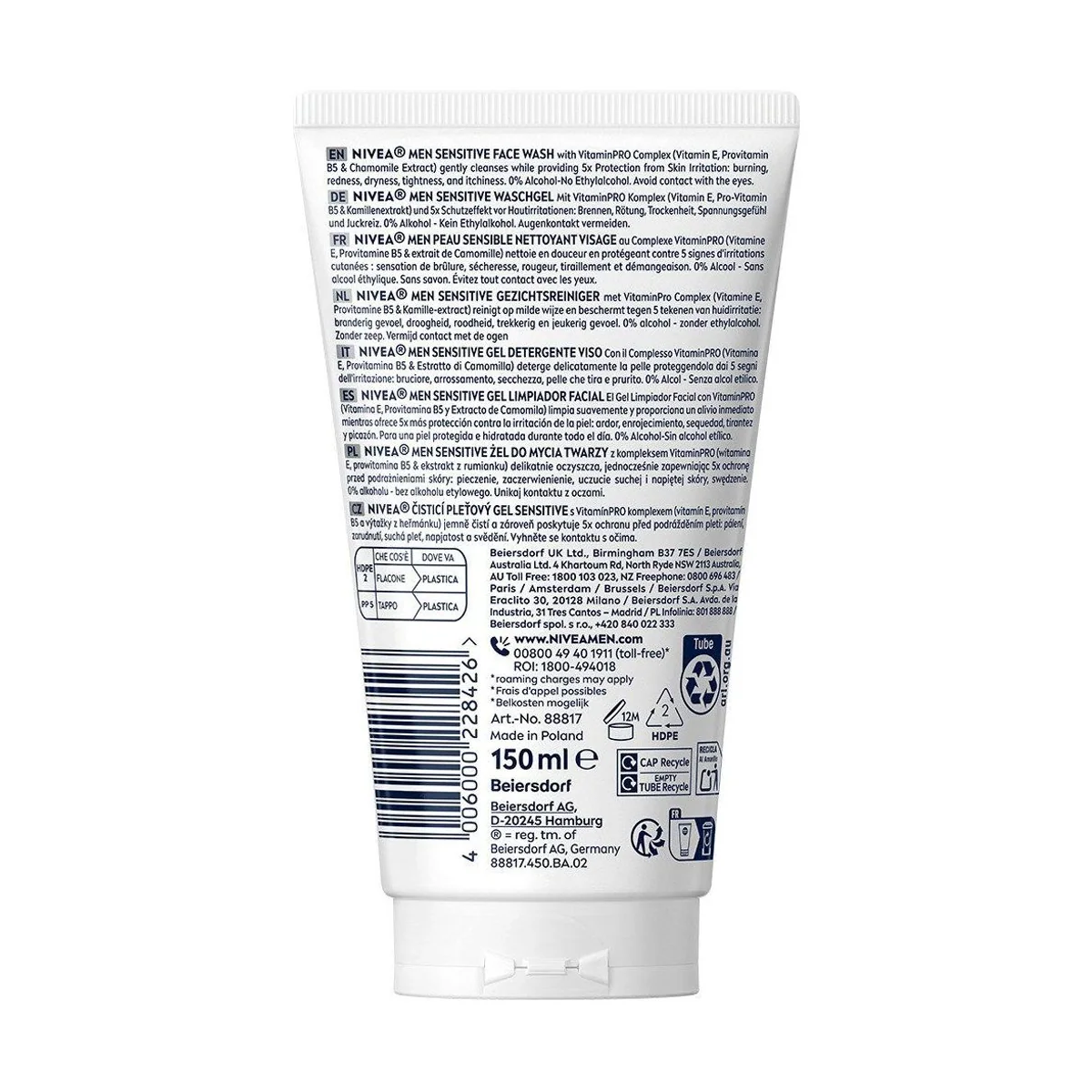 Nivea Men Gesichtsreinigungsgel Sensitive, milde Formel für empfindliche Haut 3