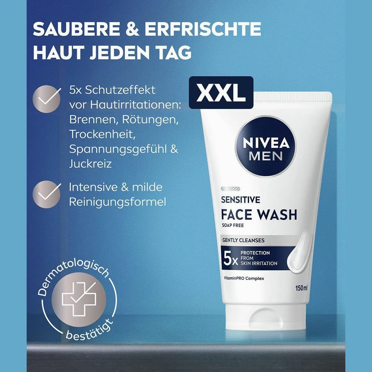 Nivea Men Gesichtsreinigungsgel Sensitive, milde Formel für empfindliche Haut 4