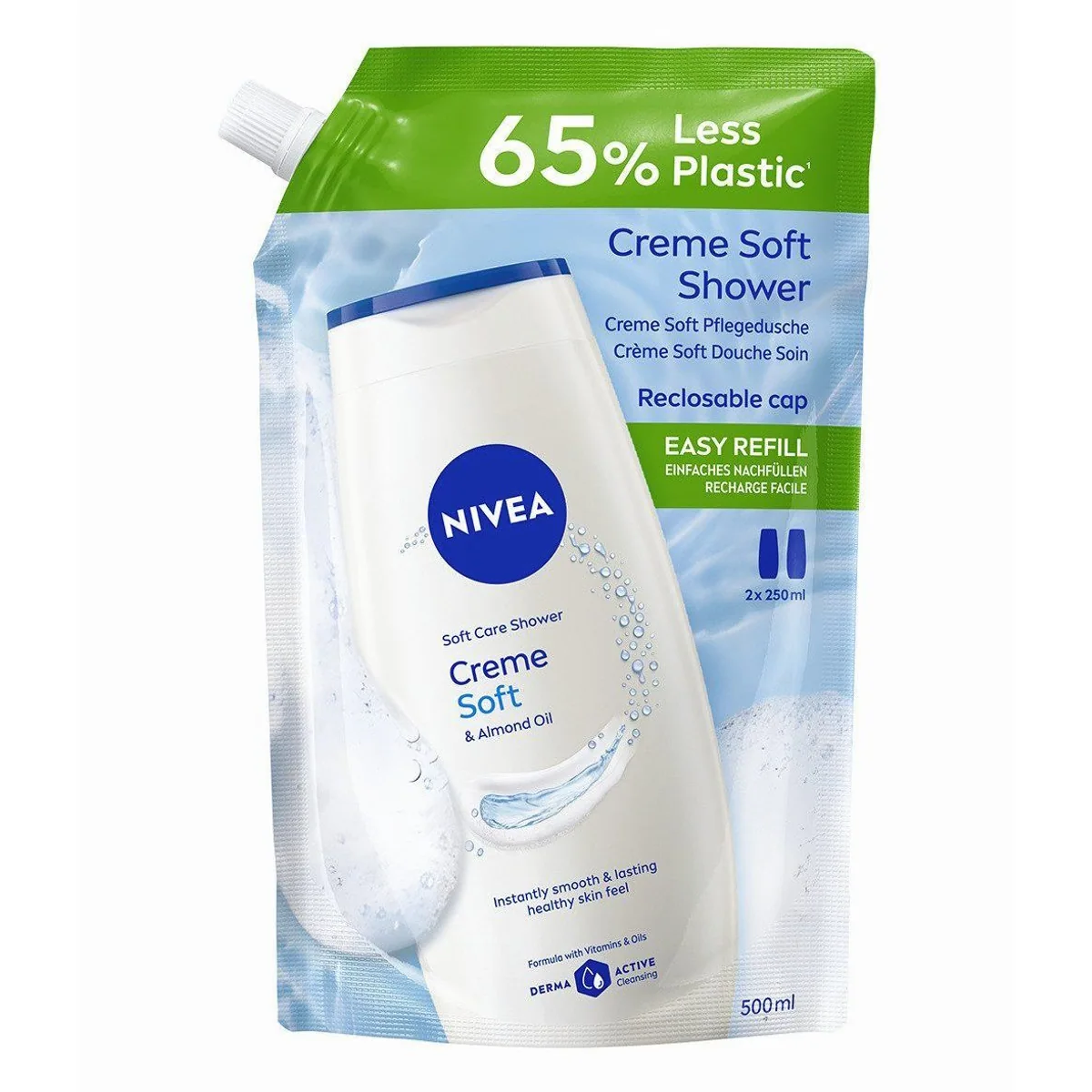 Nivea Creme Soft Nachfüllbeutel, 4 x 500ml, pflegend & hautschonend 2