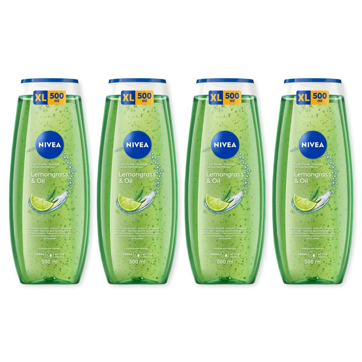Nivea Duschgel Pflegedusche Lemongrass & Oil, erfrischend und pflegend — 4 x 500 ml