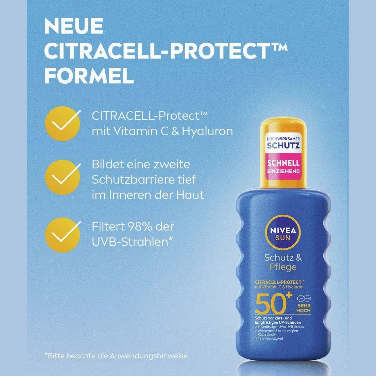 Nivea Sun Sonnenschutzspray LSF 50+, optimaler Schutz & intensive Pflege 2