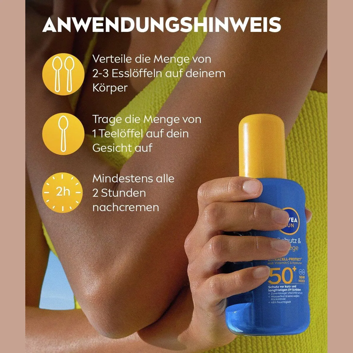 Nivea Sun Sonnenschutzspray LSF 50+, optimaler Schutz & intensive Pflege 3
