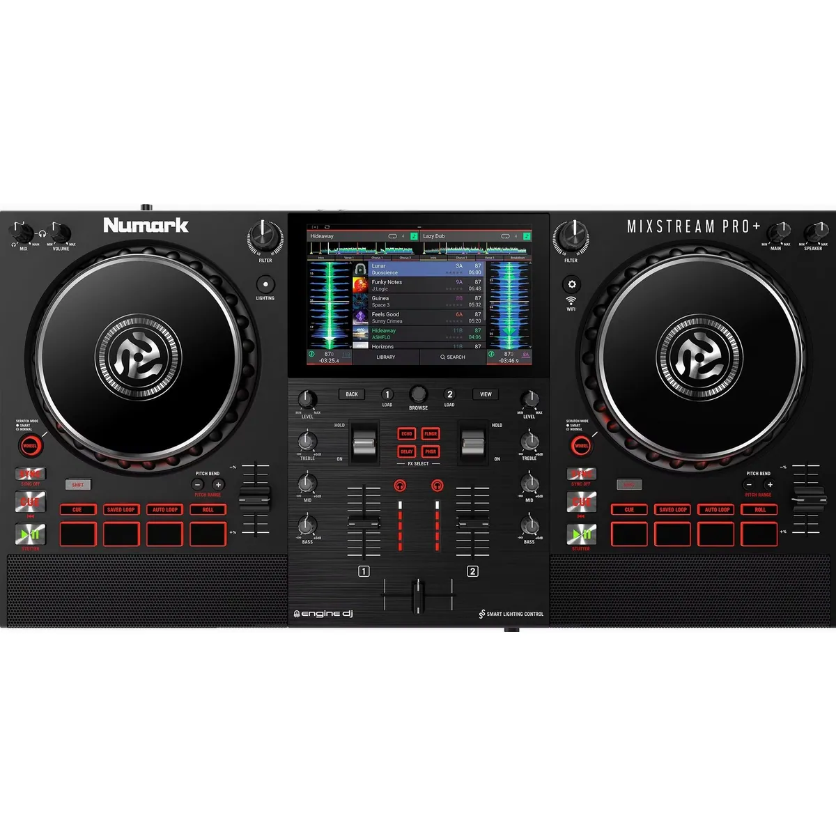 Numark Mixstream Pro+, modernes DJ-Controller mit Cloud-Anbindung, vielseitige Konnektivität