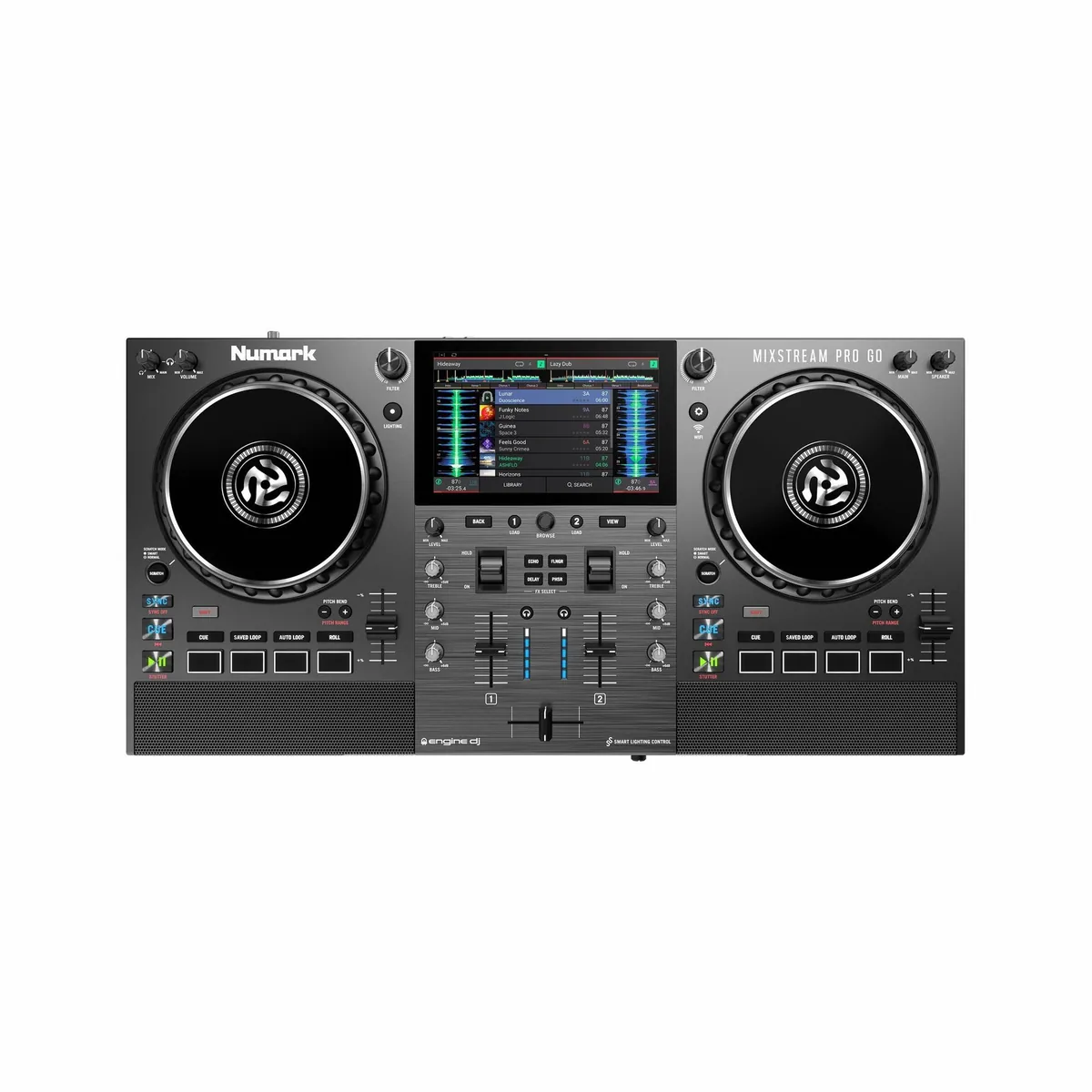Numark Mixstream Pro Go DJ-Controller, Akku-betrieben, integriertes WLAN, 7-Zoll Touchscreen 2